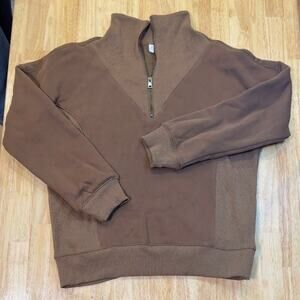 Anrabess Womens brown‎ Quarter Zip Pullover Sweater Med